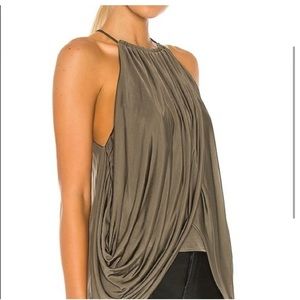 AllSaints Erin Draped Cami In Olive Green